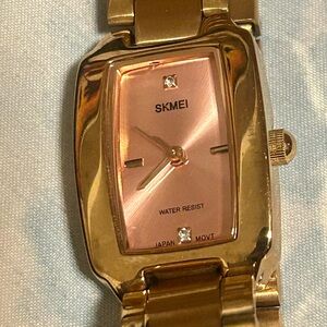Vintage Japanese Water Resistant SKMEI Women’s Gold and Pink Analog Watch